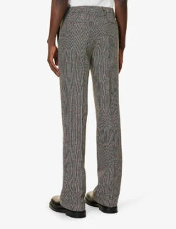 Dries Van Noten Check-print Straight-leg Wool Trousers -AllSain Clothing Shop R04161185 BLACK ALT03