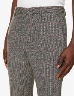 Dries Van Noten Check-print Straight-leg Wool Trousers -AllSain Clothing Shop R04161185 BLACK ALT04