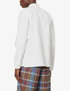 Zebra-embroidered Flap-pocket Regular-fit Organic-cotton Shirt -AllSain Clothing Shop R04161310 WHITE ALT03