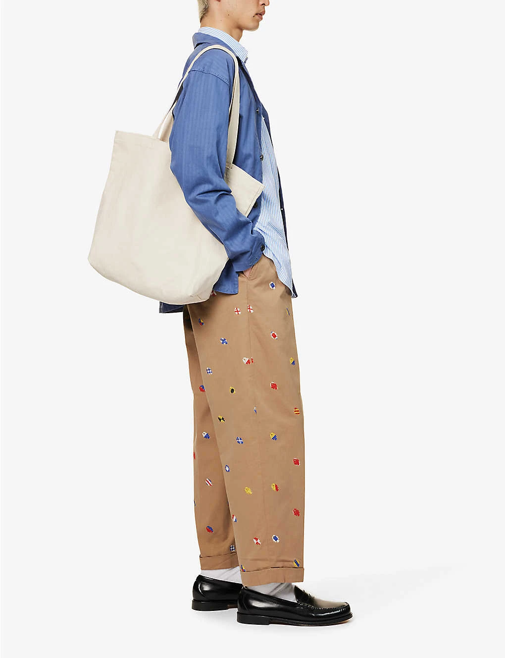 Lobster-embroidered Barrel-leg Mid-rise Cotton-blend Trousers 2 Lobster-embroidered Barrel-leg Mid-rise Cotton-blend Trousers - Image 2