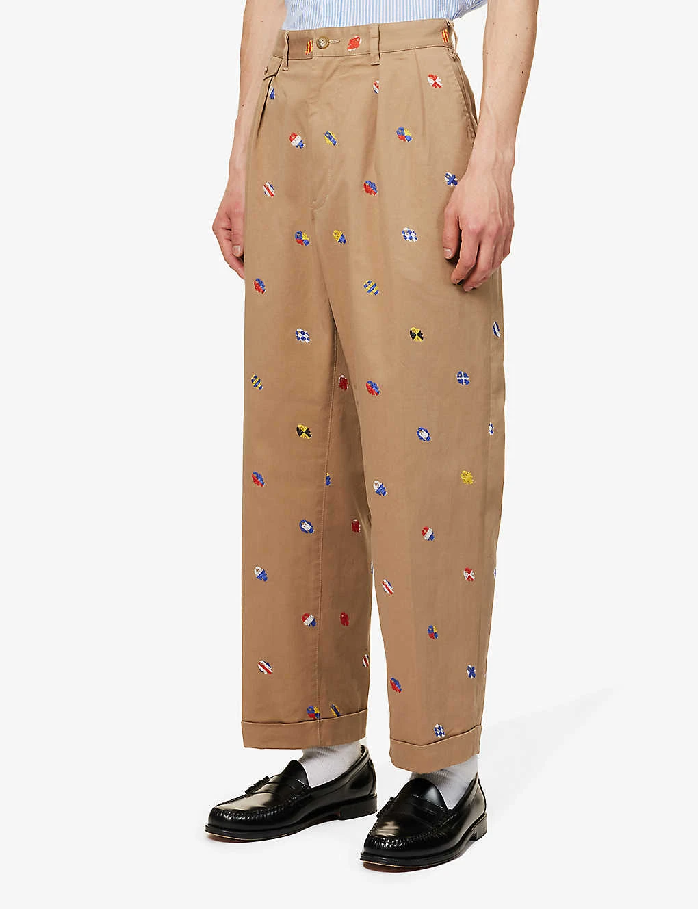 Lobster-embroidered Barrel-leg Mid-rise Cotton-blend Trousers 3 Lobster-embroidered Barrel-leg Mid-rise Cotton-blend Trousers - Image 3