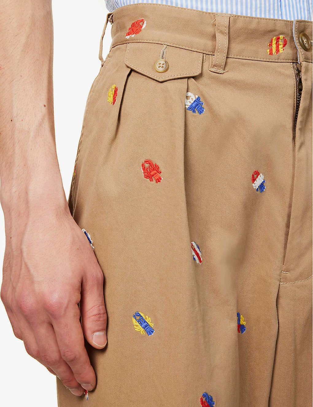 Lobster-embroidered Barrel-leg Mid-rise Cotton-blend Trousers 5 Lobster-embroidered Barrel-leg Mid-rise Cotton-blend Trousers - Image 5