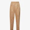 Lobster-embroidered Barrel-leg Mid-rise Cotton-blend Trousers
