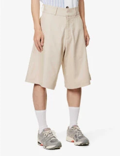 Culottes Pique-textured Cotton-blend Shorts -AllSain Clothing Shop R04162399 OATMEAL ALT02