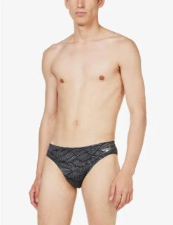 Speedo Allover 7cm Graphic-print Swim Briefs -AllSain Clothing Shop R04163355 BLACKUSACHARCOAL ALT02