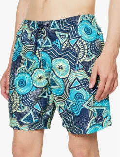 Speedo Watershort 45cm Geo-print Recycled-polyester Swim Shorts -AllSain Clothing Shop R04163357 NAVYAQSPRITZWHITE ALT04