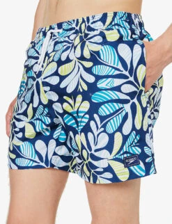 Speedo Watershort 40cm Abstract-print Recycled-polyester Swim Shorts -AllSain Clothing Shop R04163365 BLUEAQUWHITESPRITZ ALT04