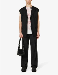 Raf Simons Abstract-print Raw-hem Sleeveless Cotton T-shirt 7 Raf Simons Abstract-print Raw-hem Sleeveless Cotton T-shirt -AllSain Clothing Shop R04163723 PEARL ALT01