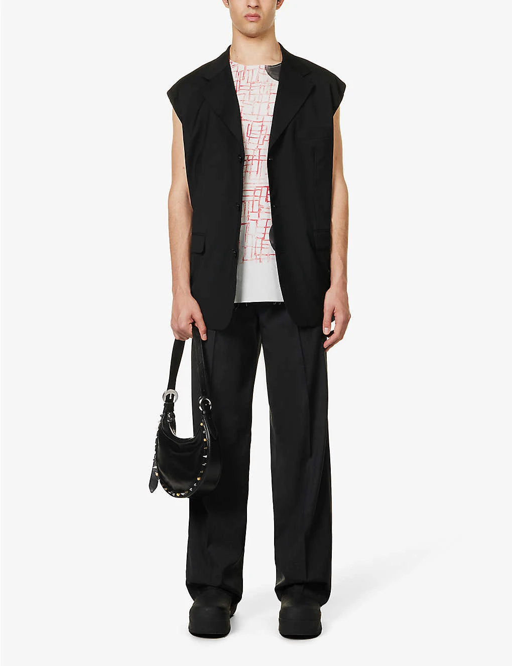 Raf Simons Abstract-print Raw-hem Sleeveless Cotton T-shirt 2 Raf Simons Abstract-print Raw-hem Sleeveless Cotton T-shirt - Image 2