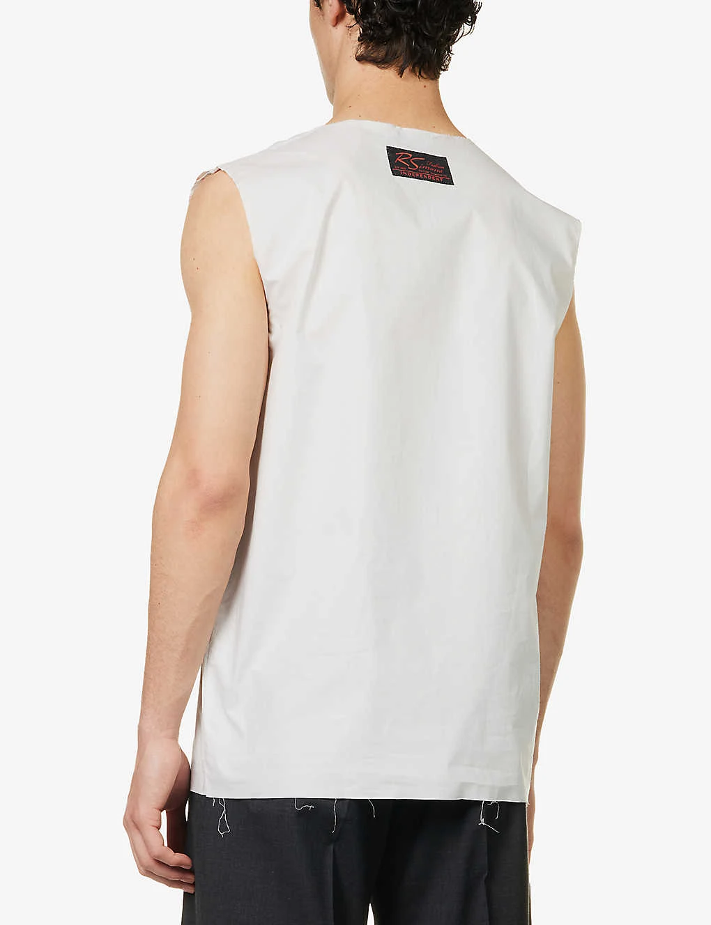 Raf Simons Abstract-print Raw-hem Sleeveless Cotton T-shirt 4 Raf Simons Abstract-print Raw-hem Sleeveless Cotton T-shirt - Image 4
