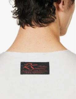 Raf Simons Abstract-print Raw-hem Sleeveless Cotton T-shirt 11 Raf Simons Abstract-print Raw-hem Sleeveless Cotton T-shirt -AllSain Clothing Shop R04163723 PEARL ALT05