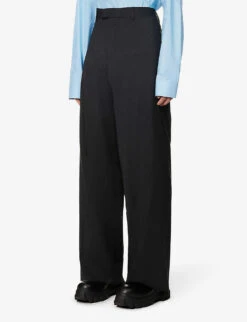 Raf Simons Pressed-crease Straight-leg Relaxed-fit Stretch-wool Trousers 7 Raf Simons Pressed-crease Straight-leg Relaxed-fit Stretch-wool Trousers -AllSain Clothing Shop R04163724 DARKGREY ALT02