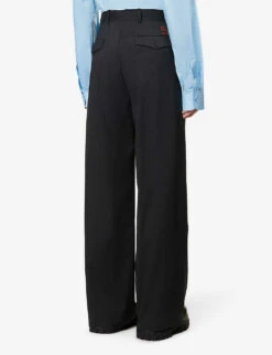 Raf Simons Pressed-crease Straight-leg Relaxed-fit Stretch-wool Trousers 8 Raf Simons Pressed-crease Straight-leg Relaxed-fit Stretch-wool Trousers -AllSain Clothing Shop R04163724 DARKGREY ALT03