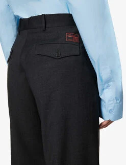 Raf Simons Pressed-crease Straight-leg Relaxed-fit Stretch-wool Trousers 9 Raf Simons Pressed-crease Straight-leg Relaxed-fit Stretch-wool Trousers -AllSain Clothing Shop R04163724 DARKGREY ALT04