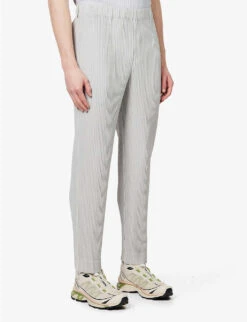 Basics Pleated Straight-leg Regular-fit Knitted Trousers -AllSain Clothing Shop R04163795 LIGHTGRAY ALT02