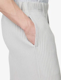 Basics Pleated Straight-leg Regular-fit Knitted Trousers -AllSain Clothing Shop R04163795 LIGHTGRAY ALT04