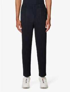 Pleated Elasticated-waist Straight-leg Regular-fit Knitted Trousers 7 Pleated Elasticated-waist Straight-leg Regular-fit Knitted Trousers -AllSain Clothing Shop R04163797 NAVY ALT02