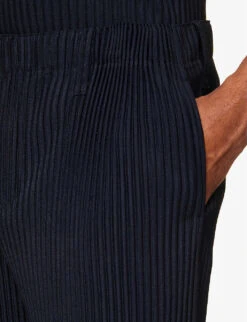 Pleated Elasticated-waist Straight-leg Regular-fit Knitted Trousers 9 Pleated Elasticated-waist Straight-leg Regular-fit Knitted Trousers -AllSain Clothing Shop R04163797 NAVY ALT04