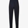Pleated Elasticated-waist Straight-leg Regular-fit Knitted Trousers