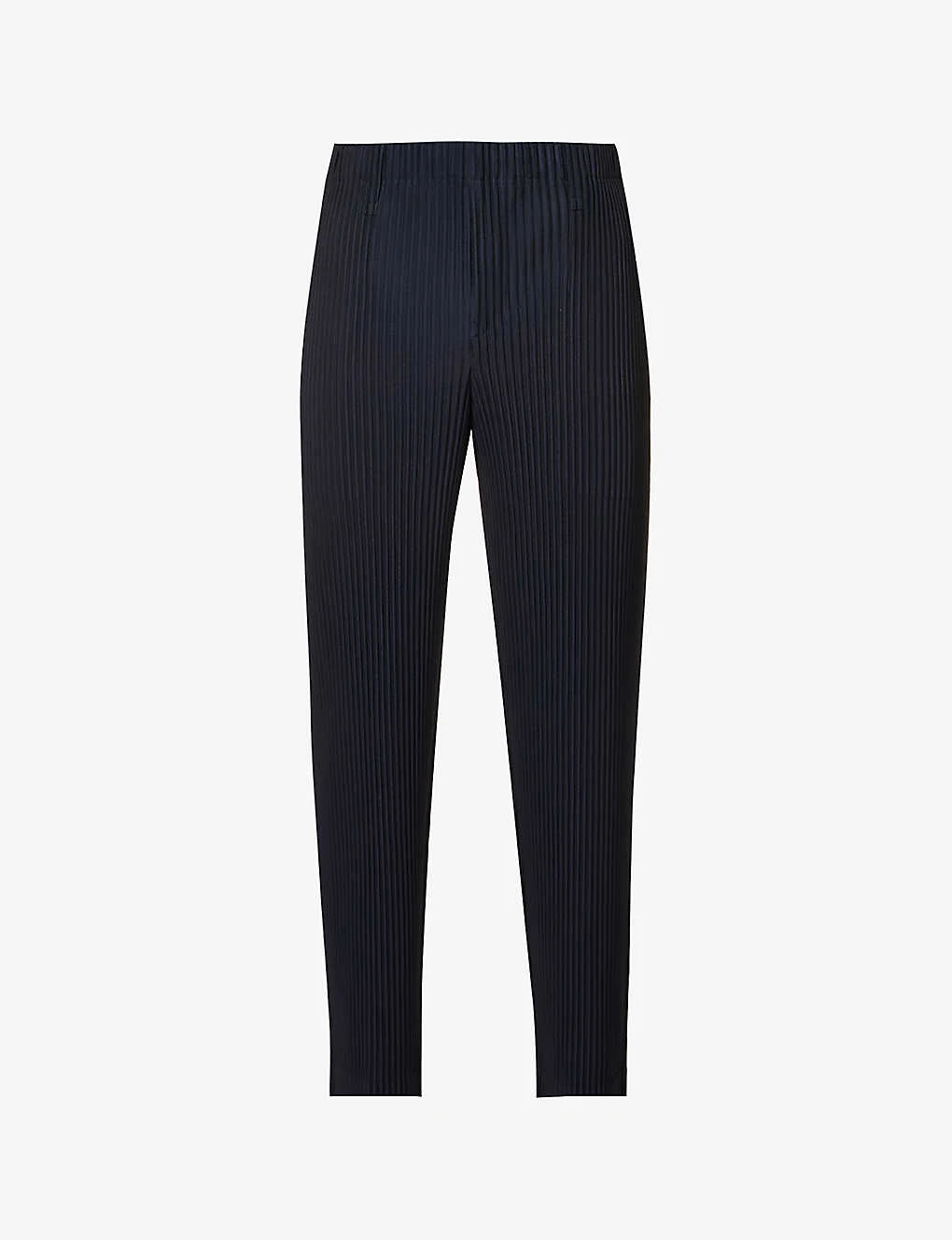 Pleated Elasticated-waist Straight-leg Regular-fit Knitted Trousers 1 Pleated Elasticated-waist Straight-leg Regular-fit Knitted Trousers