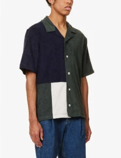 Cocktail Contrast-panel Relaxed-fit Cotton-blend Shirt -AllSain Clothing Shop R04164478 NAVY ALT02