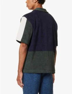 Cocktail Contrast-panel Relaxed-fit Cotton-blend Shirt -AllSain Clothing Shop R04164478 NAVY ALT03