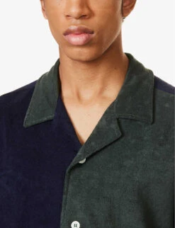 Cocktail Contrast-panel Relaxed-fit Cotton-blend Shirt -AllSain Clothing Shop R04164478 NAVY ALT04