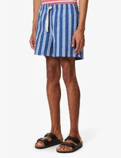 Smiling Striped Stretch-cotton Shorts 7 Smiling Striped Stretch-cotton Shorts -AllSain Clothing Shop R04164486 BLUESTRIPES ALT02