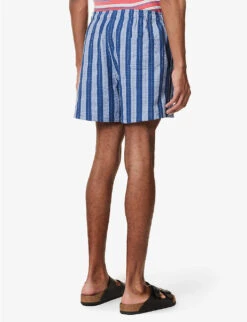 Smiling Striped Stretch-cotton Shorts 8 Smiling Striped Stretch-cotton Shorts -AllSain Clothing Shop R04164486 BLUESTRIPES ALT03