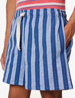 Smiling Striped Stretch-cotton Shorts 9 Smiling Striped Stretch-cotton Shorts -AllSain Clothing Shop R04164486 BLUESTRIPES ALT04