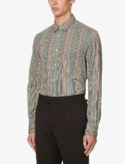 PAUL SMITH Artist Stripe Patterned Regular-fit Cotton-poplin Shirt -AllSain Clothing Shop R04165102 MULTICOLOURED ALT02