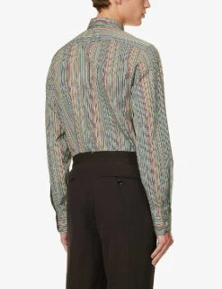 PAUL SMITH Artist Stripe Patterned Regular-fit Cotton-poplin Shirt -AllSain Clothing Shop R04165102 MULTICOLOURED ALT03