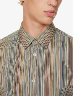 PAUL SMITH Artist Stripe Patterned Regular-fit Cotton-poplin Shirt -AllSain Clothing Shop R04165102 MULTICOLOURED ALT04