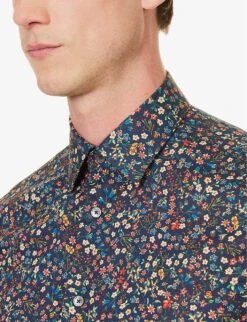 PAUL SMITH Liberty Floral-print Regular-fit Organic-cotton Shirt 9 PAUL SMITH Liberty Floral-print Regular-fit Organic-cotton Shirt -AllSain Clothing Shop R04165107 VERYDARKNAVY ALT04