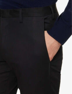 PAUL SMITH Tapered-leg Regular-fit Organic-cotton Chino Trousers -AllSain Clothing Shop R04165112 VERYDARKNAVY ALT04