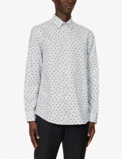 PAUL SMITH Boat Graphic-print Regular-fit Cotton-poplin Shirt -AllSain Clothing Shop R04165122 LIGHTBLUE ALT02