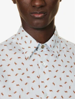 PAUL SMITH Boat Graphic-print Regular-fit Cotton-poplin Shirt -AllSain Clothing Shop R04165122 LIGHTBLUE ALT04
