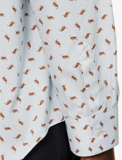 PAUL SMITH Boat Graphic-print Regular-fit Cotton-poplin Shirt -AllSain Clothing Shop R04165122 LIGHTBLUE ALT05