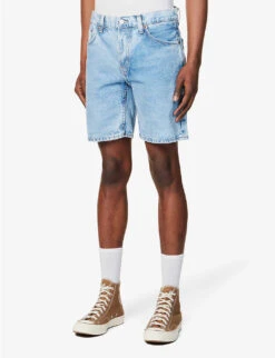 Nudie Jeans Seth Embroidered Regular-fit Organic-cotton Denim Shorts -AllSain Clothing Shop R04165226 DENIM ALT02