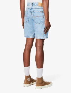 Nudie Jeans Seth Embroidered Regular-fit Organic-cotton Denim Shorts -AllSain Clothing Shop R04165226 DENIM ALT03