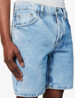 Nudie Jeans Seth Embroidered Regular-fit Organic-cotton Denim Shorts -AllSain Clothing Shop R04165226 DENIM ALT04