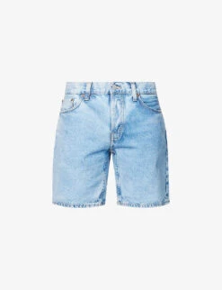 Nudie Jeans Seth Embroidered Regular-fit Organic-cotton Denim Shorts