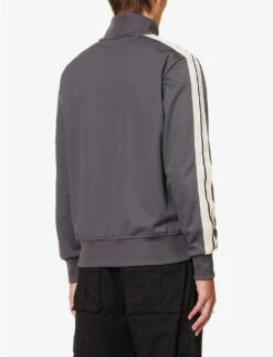 Palm Angels Funnel-neck Brand-print Regular-fit Woven Tracksuit Jacket -AllSain Clothing Shop R04166086 DARKGREYWHITE ALT03