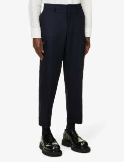 Etro Tapered-leg Mid-rise Stretch-wool Trousers -AllSain Clothing Shop R04166239 BLUE ALT02