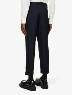 Etro Tapered-leg Mid-rise Stretch-wool Trousers -AllSain Clothing Shop R04166239 BLUE ALT03