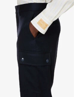 Etro Tapered-leg Mid-rise Stretch-wool Trousers -AllSain Clothing Shop R04166239 BLUE ALT04