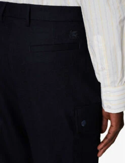 Etro Tapered-leg Mid-rise Stretch-wool Trousers -AllSain Clothing Shop R04166239 BLUE ALT06