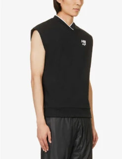 Brand-print Sleeveless Cotton-jersey Top 7 Brand-print Sleeveless Cotton-jersey Top -AllSain Clothing Shop R04166406 BLACK ALT02