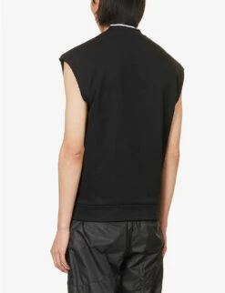 Brand-print Sleeveless Cotton-jersey Top 8 Brand-print Sleeveless Cotton-jersey Top -AllSain Clothing Shop R04166406 BLACK ALT03