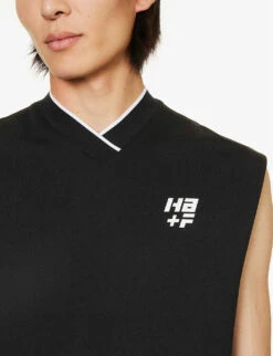 Brand-print Sleeveless Cotton-jersey Top 9 Brand-print Sleeveless Cotton-jersey Top -AllSain Clothing Shop R04166406 BLACK ALT04